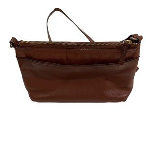 Nordstrom Brown Leather Adjustable Strap Crossbody Bag Zipper Close Pockets